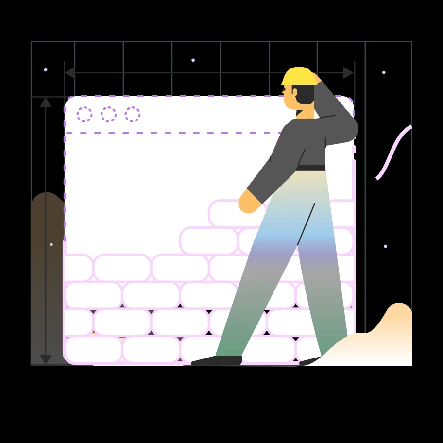 Dessin stylisé personnage devant mur dans fenêtre ordinateur